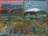 Bush scene after rain Inscribed with artist's name by Gertie Huddleston, 1994, Acrylic on canvas Painted in, offered Dec 2019
