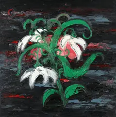 Night Passion Flower Signed by Derek Boshier, 1988, Oil on canvas, sold Dec 2019