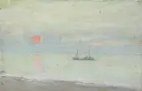 Sunrise on the Black Sea Signed and dated 1983 by Evgeny Spiridonovich Logvinenko, 1983, Oil on board, sold Dec 2019