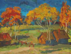 Autumn Evening Signed by Evgeny Davidovich Redko, Oil on board, sold Dec 2019