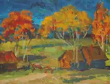 Autumn Evening Signed by Evgeny Davidovich Redko, Oil on board, sold Dec 2019