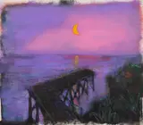 Sunset on the Caspian Sea by Igor Nikolaevich Avramenko, 1953, Mixed media, sold Dec 2019