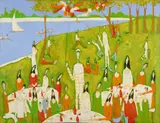 The balloon men Signed Oil by Harry Bilson, Oil on canvas, sold Dec 2019