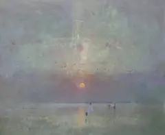 Last light by Frederick Cuming, Oil on board, sold Dec 2019