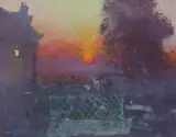 Evening garden Signed Oil by Frederick Cuming, Oil on board, sold Dec 2019