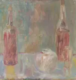 Still life with bottles and a jar Signed with initials to verso by Adrian Stokes, Oil on canvas, offered Dec 2019