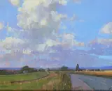 Big Sky over Sarre Mill Signed Oil by David Sawyer, Oil on board, sold Dec 2019