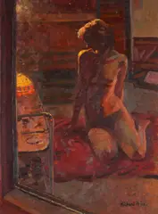 Night Figure by Richard Price, Oil on board, sold Dec 2019