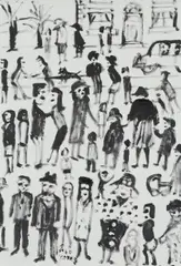Crowd Signed by Fred Yates, Oil on canvas, sold Dec 2019