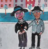 An elderly couple Signed Oil by Fred Yates, Oil on canvas, sold Dec 2019