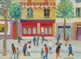 Street scene Signed Oil by Fred Yates, Oil on canvas, sold Dec 2019