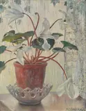 Rain on the Window Signed and dated 43 by Nora Lucy Mowbray Cundell, Oil on canvas, sold Dec 2019