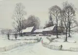 Winter landscape by Ronald I. Coleman, watercolor, offered Dec 2019