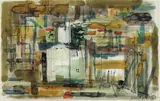 Green Abstract Signed Pen by John Piper Ch, Pen, black ink, and watercolour, sold Dec 2019