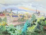 View of Paris by Ekaterina Constantinovna Mikhalskaya, watercolour, offered Dec 2019