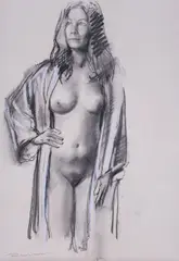 Corinne II Signed by Robbie Wraith, Charcoal heightened with white, sold Dec 2019