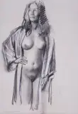 Corinne II Signed by Robbie Wraith, Charcoal heightened with white, sold Dec 2019