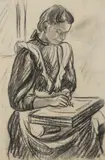 Portrait of Germaine Black chalk 47 by Henri Gaudier-Brzeska, drawing, sold Dec 2019