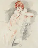 Madame Helleu apres le bal Signed Sanguine by Paul César Helleu, drawing, sold Dec 2019