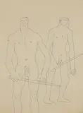 Studio stamp to reverse by Keith Vaughan, Pen and blue ink, studio stamp to reverse, sold Dec 2019