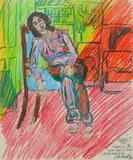 Patti in Miss Selfridge Jump Suit Signed by John Bratby, Pastel and pencil, offered Dec 2019