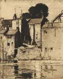 Barnard Castle Signed with initials to plate Etching 37 by Frank Brangwyn, Etching, sold Dec 2019