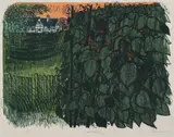 Country Garden and Beans Signed by Robert Tavener, Linocut, sold Dec 2019