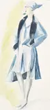 Woman in a blue dress by Dorte Clara Dodo Burgner, watercolour on paper, sold Nov 2019