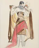 Dancing Couple by Dorte Clara Dodo Burgner, charcoal and watercolour on paper, sold Nov 2019