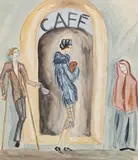 Cafe by Dorte Clara Dodo Burgner, watercolour on paper, sold Nov 2019