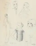 Portraits of men and women by Dorte Clara Dodo Burgner, 1924, pencil, offered Nov 2019