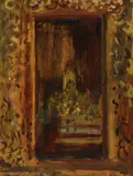 THROUGH THE DOOR OF THE KYOUNG MANDALAY Oil by Gerald Kelly, Oil on panel, framed, sold Nov 2019