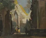 TEMPLE RUINS A Burmese painting by U Bogalay Kyaw Hlaing, ink and colour on paper, sold Nov 2019