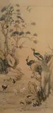 BIRDS PAYING HOMMAGE TO THEIR KING Three Chinese paintings by He Chong, ink and colour, sold Nov 2019
