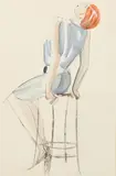 Lady in a Blue Dress charcoal by Dorte Clara Dodo Burgner, charcoal, offered Oct 2019