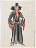 Woman in a Black suit and hat by Dorte Clara Dodo Burgner, pencil, offered Oct 2019