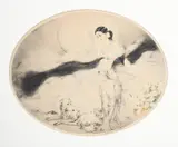 La Dame au Camelias by Louis Icart, etching, sold Oct 2019
