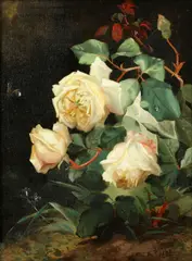 Roses by Alexandre Debrus, oil on canvas, offered Nov 2014