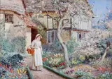 Strolling in the garden by Joseph Kirkpatrick, watercolour, sold Nov 2014