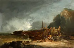 Unloading the catch by George Augustus Williams, oil on canvas, offered Nov 2014
