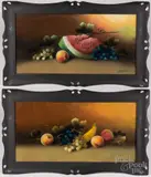 still lifes of fruit by Albert Glatthaar, pastel, sold Jul 2022