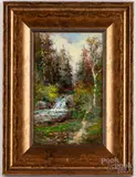 of a waterfall by Ira J. Deen, oil on board, sold Jul 2022