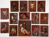portraits by Fourteen P. Richard Eichman, oil on artist board, sold Jul 2022