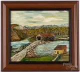 landscape by Clarence "Ike" Lewis, oil on artist board, sold Jul 2022