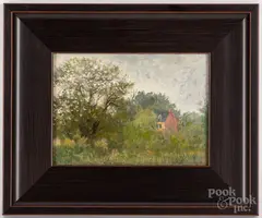 landscape by Ira J. Deen, oil on artist board, sold Jul 2022