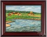 landscape by Clarence "Ike" Lewis, oil on artist board, sold Jul 2022