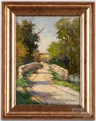 landscape by Ira J. Deen, oil on artist board, sold Jul 2022