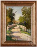 landscape by Ira J. Deen, oil on artist board, sold Jul 2022