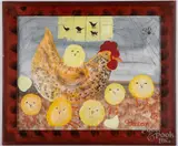 of chicken and peeps by Barbara Strawser, watercolor and gouache, sold Jul 2022