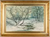 winter landscape by Victor Shearer, oil on canvas, sold Jul 2022